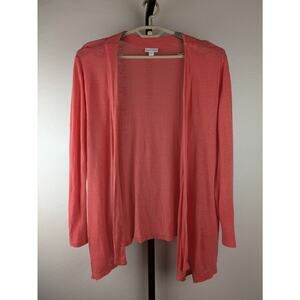 J.Jill Love Linen coral 100% linen open front cardigan long sleeve